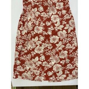 Old Navy XXL Linen Blend Floral Midi Skirt Terracotta Orange Boho Coastal Slit